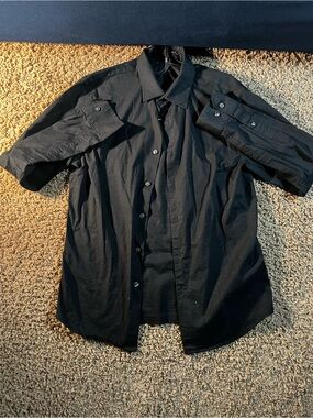 Banana Republic Black Short-Sleeve Shirt Jacket